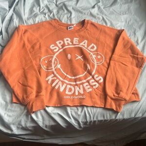 Cropped sweatshirt, burnt orange, cute smiley designs